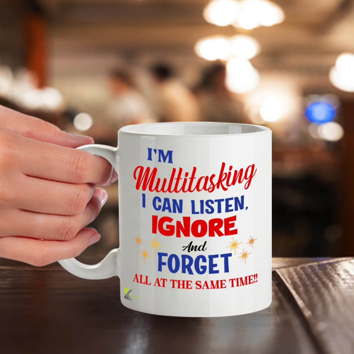 Kruzroyal I'm Multitasking Funny Mug - Sarcastic Office Humour Cup Great Gag Gift for Work Colleague Men Women