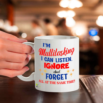Kruzroyal I'm Multitasking Funny Mug - Sarcastic Office Humour Cup Great Gag Gift for Work Colleague Men Women