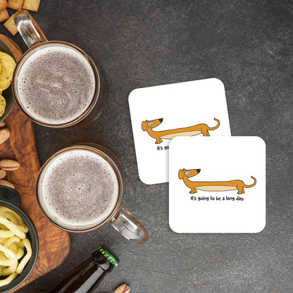 CS413 It's going to be a long day Office Novelty Funny Coffee Tea Drink Gift Glossy MDF Wooden Coaster