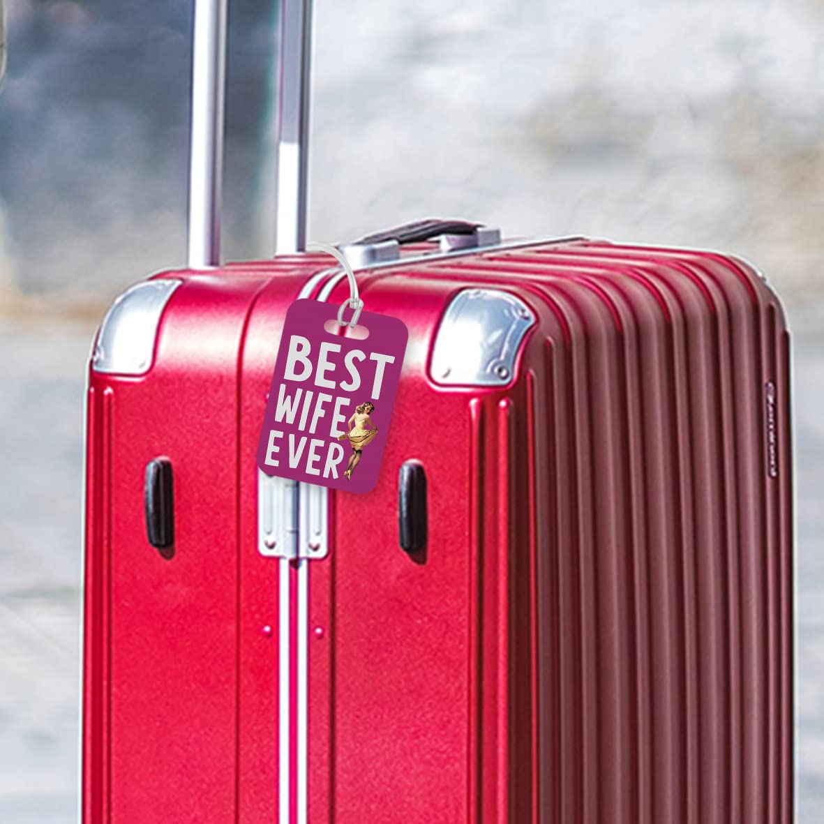 LT010 Best Wife Ever Novelty Funny Unique Designer Gift Glossy Plastic Suitcase Luggage Tag