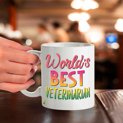 Kruzroyal DZ861 World's Best Veterinarian Mug 11oz - White Ceramic Cup for Vet, Vet Nurse, Surgeon - Thank You, Graduation, Birthday Present