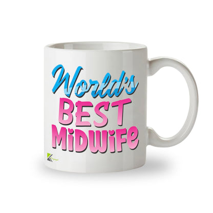 Kruzroyal DZ850 World's Best Midwife Mug 11oz - White Ceramic Cup for Student, Doula, NHS Staff - Heartfelt Thank You, Baby Shower Present for Her