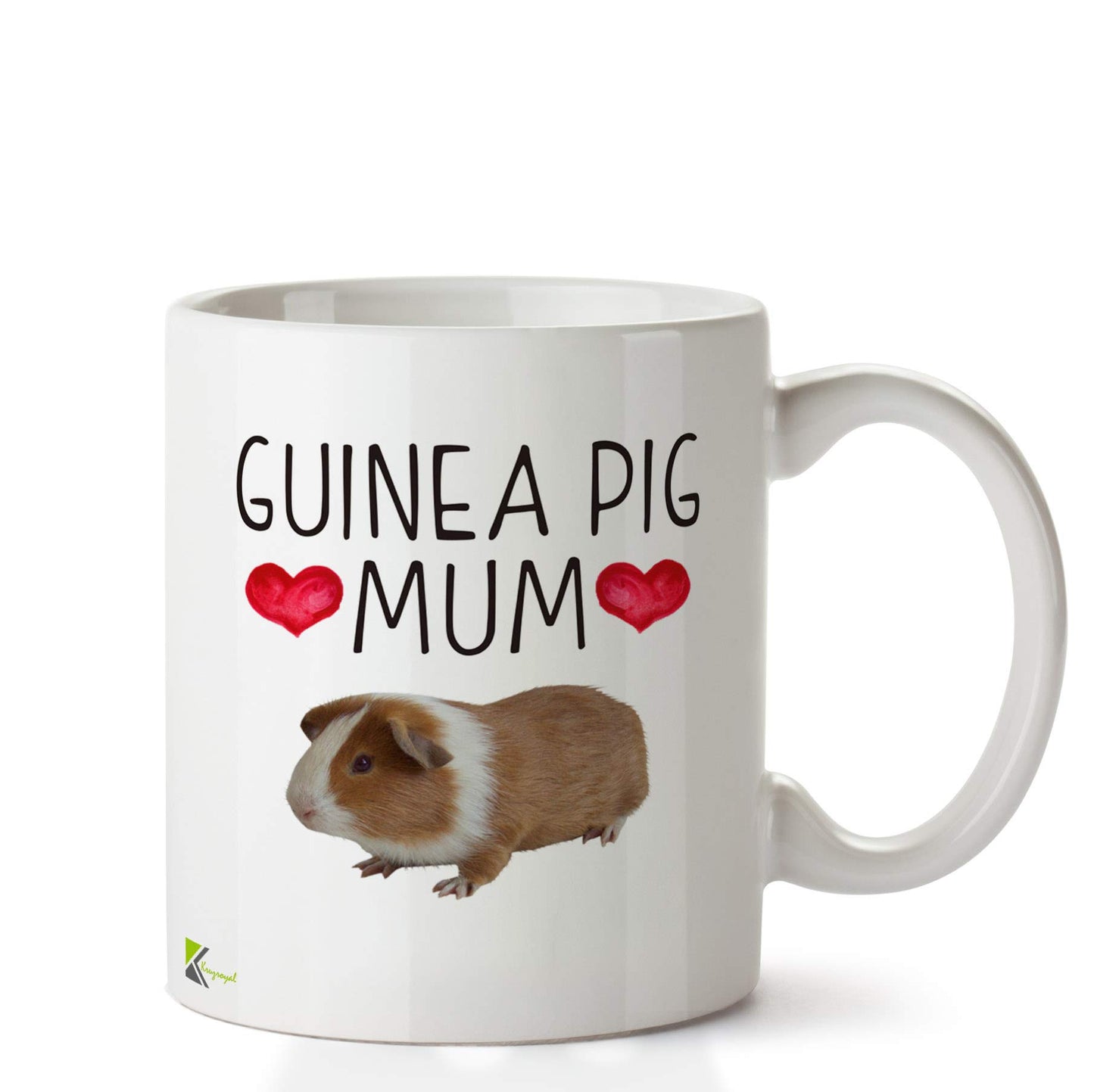 Kruzroyal Guinea Pig Mum Mug, Cute Ceramic Coffee Cup for Women & Pet Lovers, Novelty Animal Gift for Mother's Day & Birthdays, 11oz