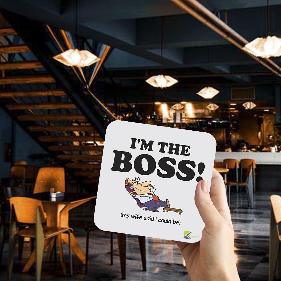 CS161 I'm The BOSS! (My Wife Said i Could be) Novelty Funny Coffee Tea Drink Gift Glossy MDF Wooden Coaster
