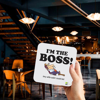 CS161 I'm The BOSS! (My Wife Said i Could be) Novelty Funny Coffee Tea Drink Gift Glossy MDF Wooden Coaster
