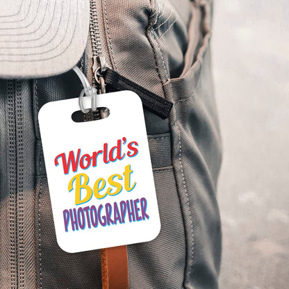 LT468 World's Best Photographer Novelty Funny Unique Designer Gift, Suitcase, Glossy Plastic Luggage Tag for Photographer