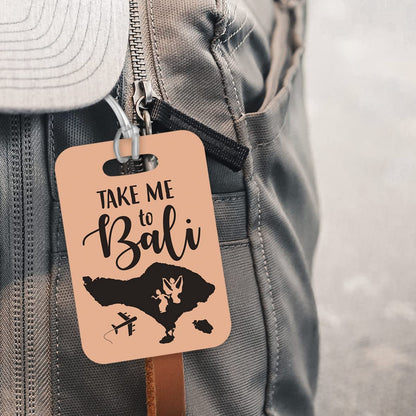 LT076 Take Me to Bali Novelty Funny Unique Designer Gift Glossy Plastic Suitcase Luggage Tag
