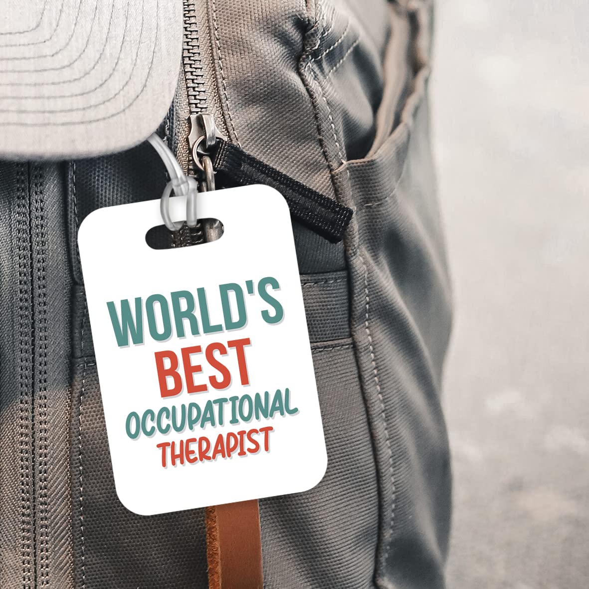LT492 World's Best Occupational Therapist Novelty Funny Unique Designer Gift, Suitcase, Glossy Plastic Luggage Tag for Occupational Therapist