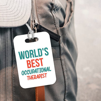 LT492 World's Best Occupational Therapist Novelty Funny Unique Designer Gift, Suitcase, Glossy Plastic Luggage Tag for Occupational Therapist