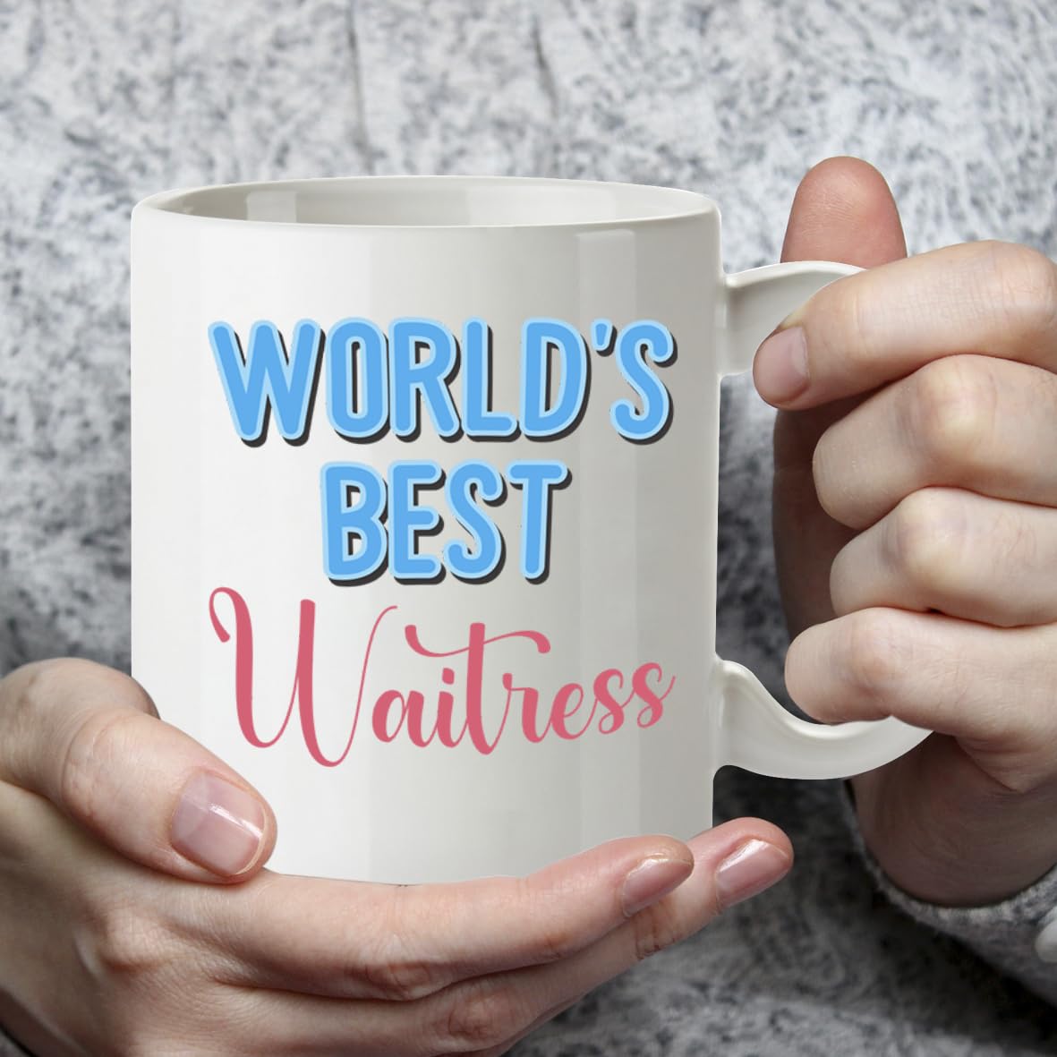 Kruzroyal DZ841 World's Best Waitress Mug 11oz - White Ceramic Coffee & Tea Cup for Server, Waiting Staff - Funny Birthday, Leaving or Thank You Present