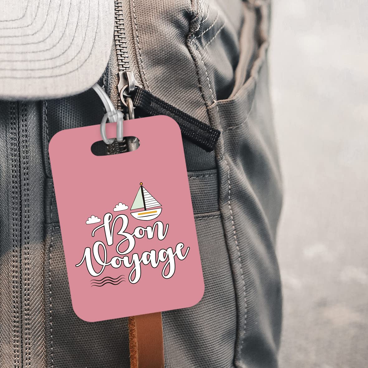 LT064 Bon Voyage Novelty Funny Unique Designer Gift Glossy Plastic Suitcase Luggage Tag