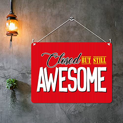 Kruzroyal MP377 Closed but still Awesome. Funny Novelty Retro Vintage Metal Wall Sign Plaque 20cm x 15cm