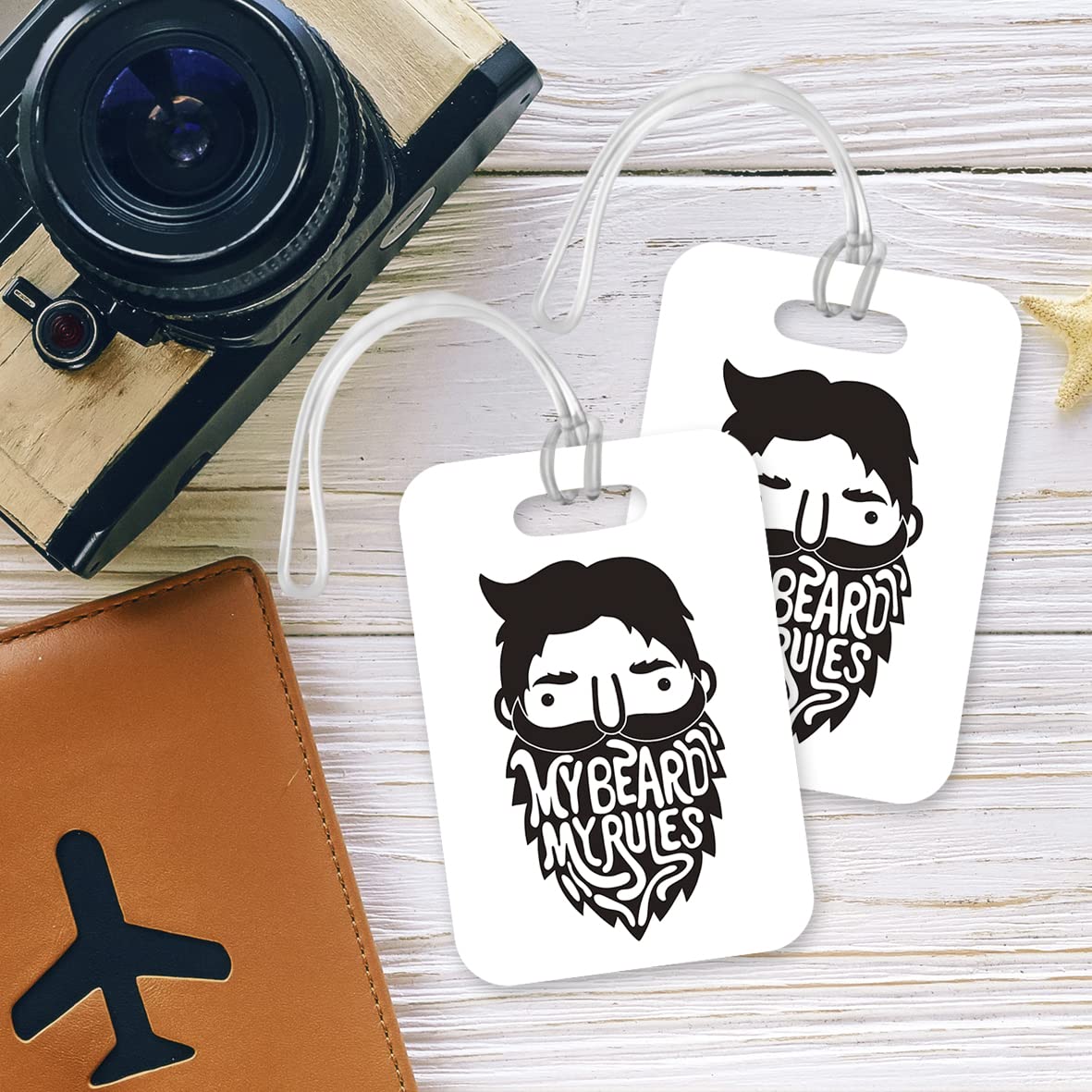 LT299 My Beard My Rules Novelty Funny Unique Designer Gift Glossy Plastic Suitcase Luggage Tag