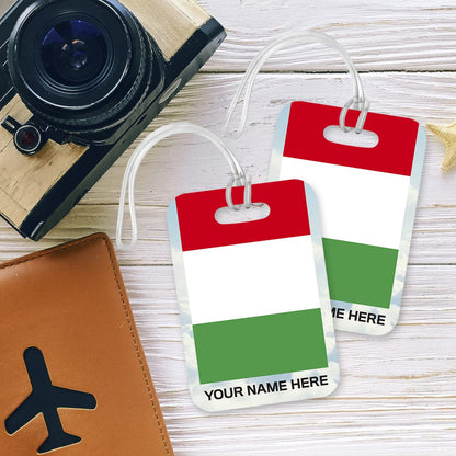 PLT271 Personalised Name with Italy Flag Novelty Funny Unique Designer Gift Glossy Plastic Suitcase Luggage Tag