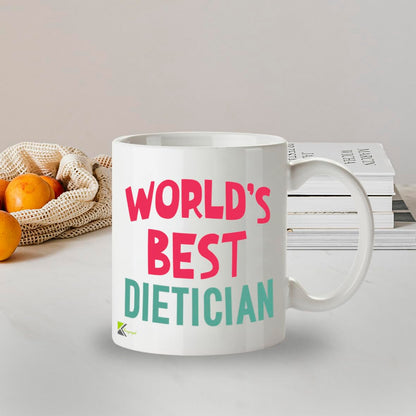 Kruzroyal DZ882 World's Best Dietician Mug 11oz - White Ceramic Cup for Nutritionist, Health Coach - Thank You, Birthday, Leaving Present