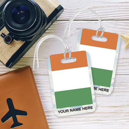 PLT272 Personalised Name with Ireland Flag Novelty Funny Unique Designer Gift Glossy Plastic Suitcase Luggage Tag
