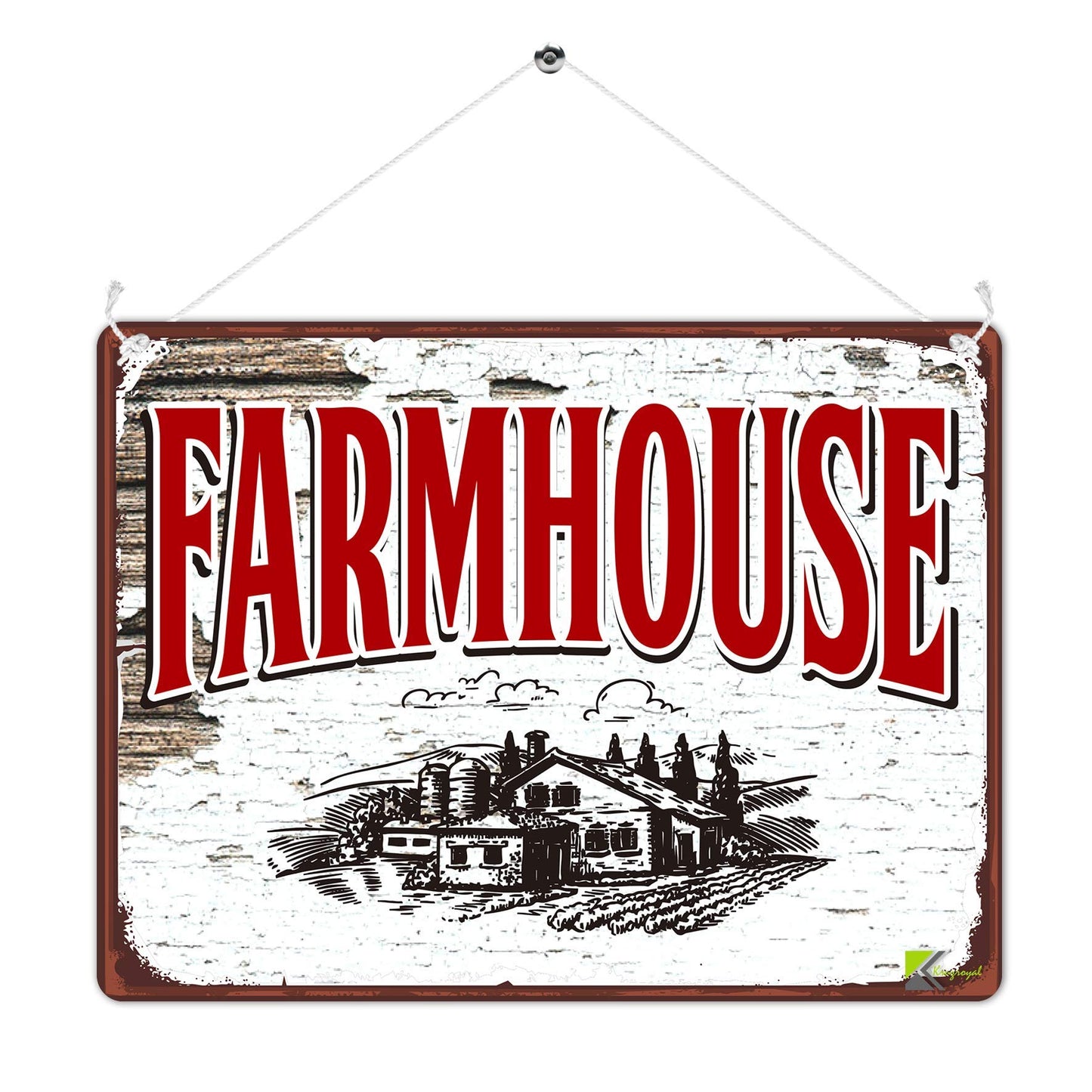 Kruzroyal MP414 Farmhouse Sign Funny Novelty Retro Vintage Metal Wall Sign Plaque 20cm x 15cm
