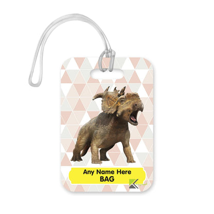 PLT249 Personalised Name's Bag with Dinosaur Image Novelty Funny Unique Designer Gift Glossy Plastic Suitcase Luggage Tag