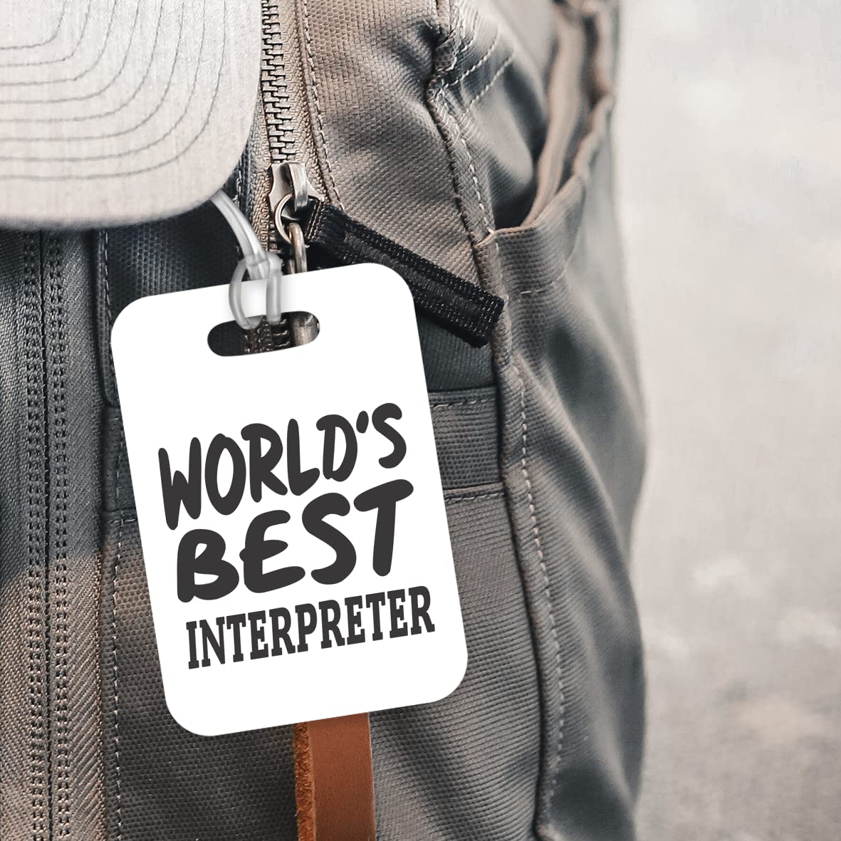 LT440 World's Best Interpreter Novelty Funny Unique Designer Gift, Suitcase, Glossy Plastic Luggage Tag for Interpreter