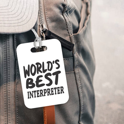 LT440 World's Best Interpreter Novelty Funny Unique Designer Gift, Suitcase, Glossy Plastic Luggage Tag for Interpreter