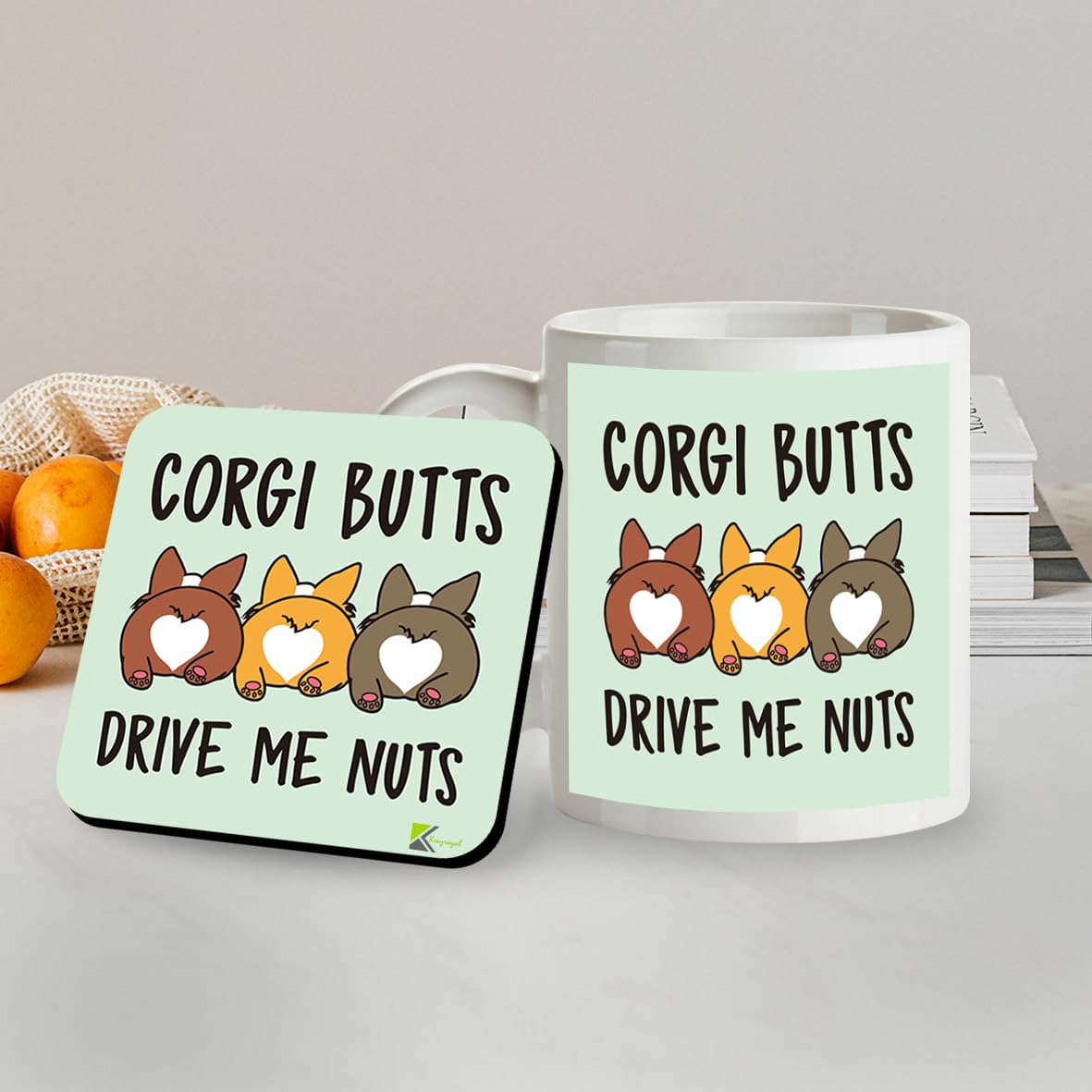 Kruzroyal SM030 Corgi Butts Drive Me Nuts - 11OZ Mug & Matching Coaster Set