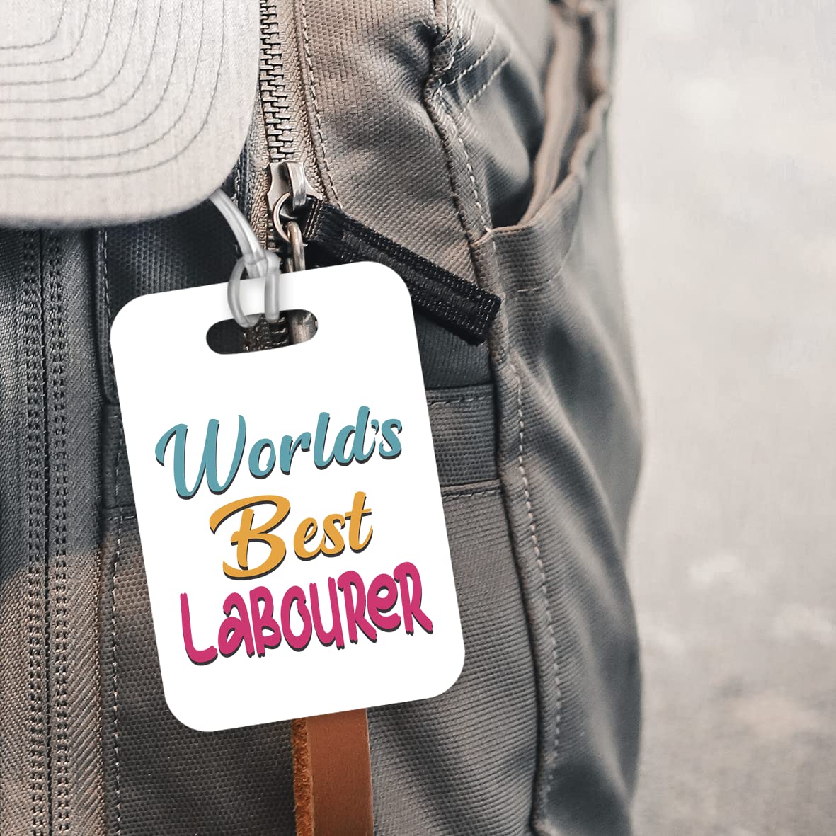 LT473 World's Best Labourer Novelty Funny Unique Designer Gift, Suitcase, Glossy Plastic Luggage Tag for Labourer