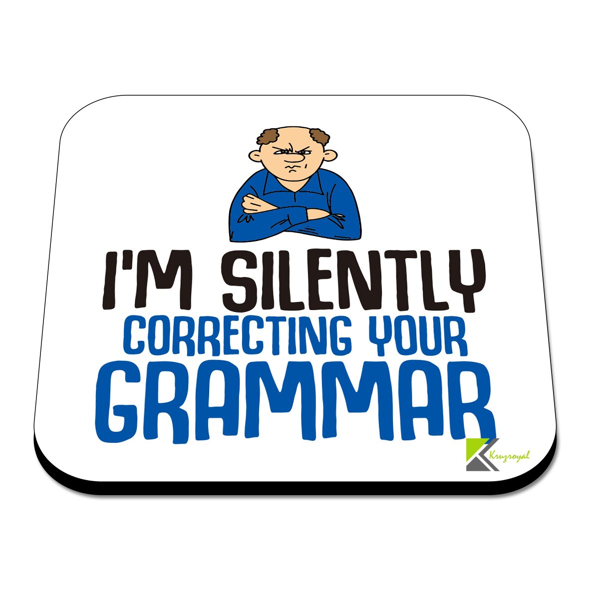 CS455 I'm Silently Correcting Your Grammar Novelty Funny Coffee Tea Drink Gift Glossy MDF Wooden Coaster