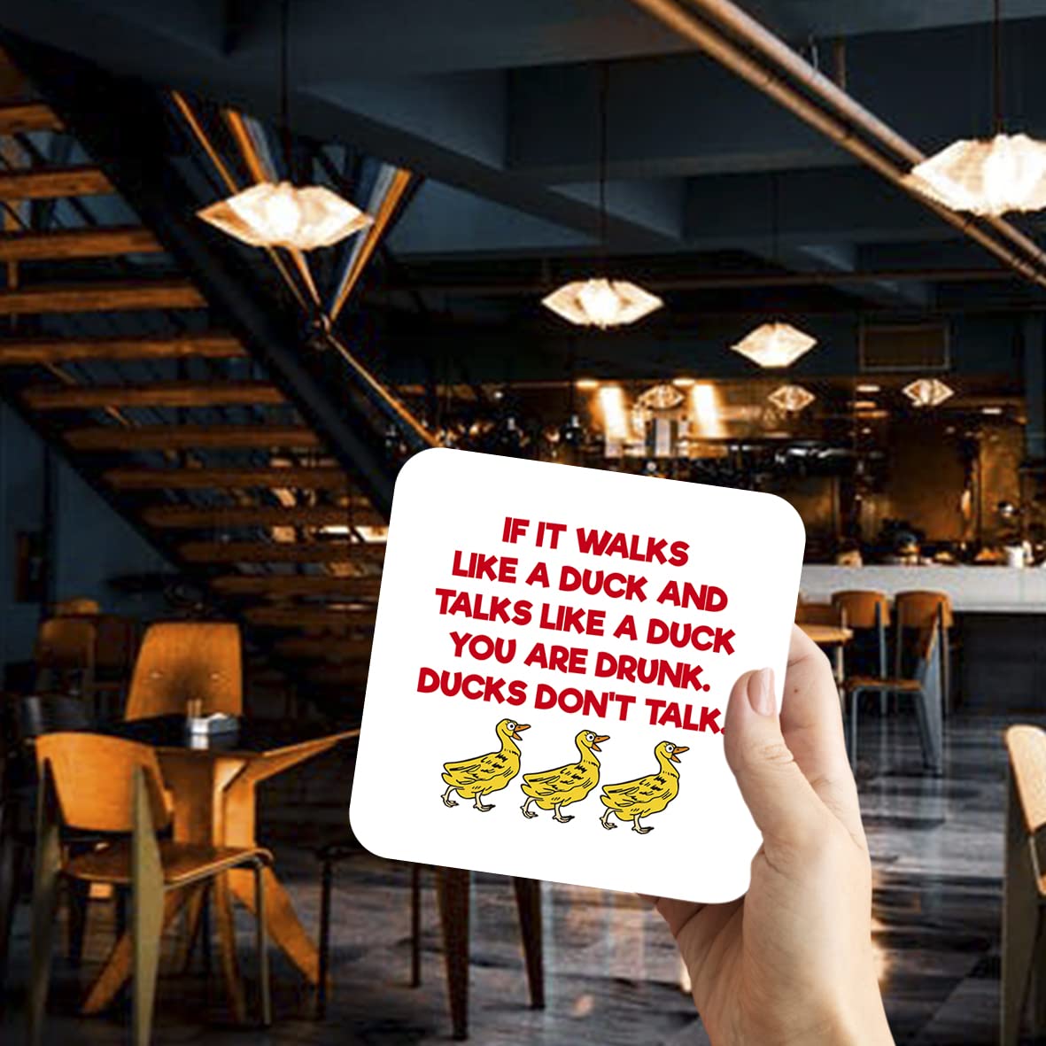 CS429 If it Walks Like a Duck and Talks Like a Duck You are Drunk. Ducks Don't Talk. Novelty Funny Coffee Tea Drink Gift Glossy MDF Wooden Coaster