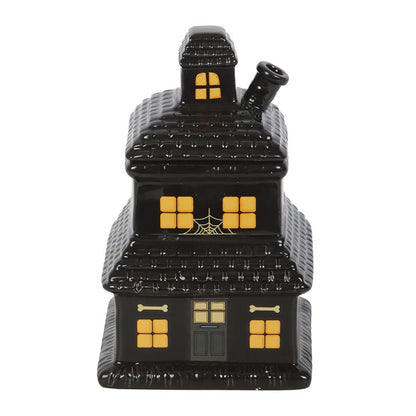 Black Haunted House Oil Burner and Wax Warmer – Spooky Haunted House Design, Creates Warm Glow, Suitable for Wax Melts & Fragrance Oils, Perfect for Halloween and Cozy Spaces