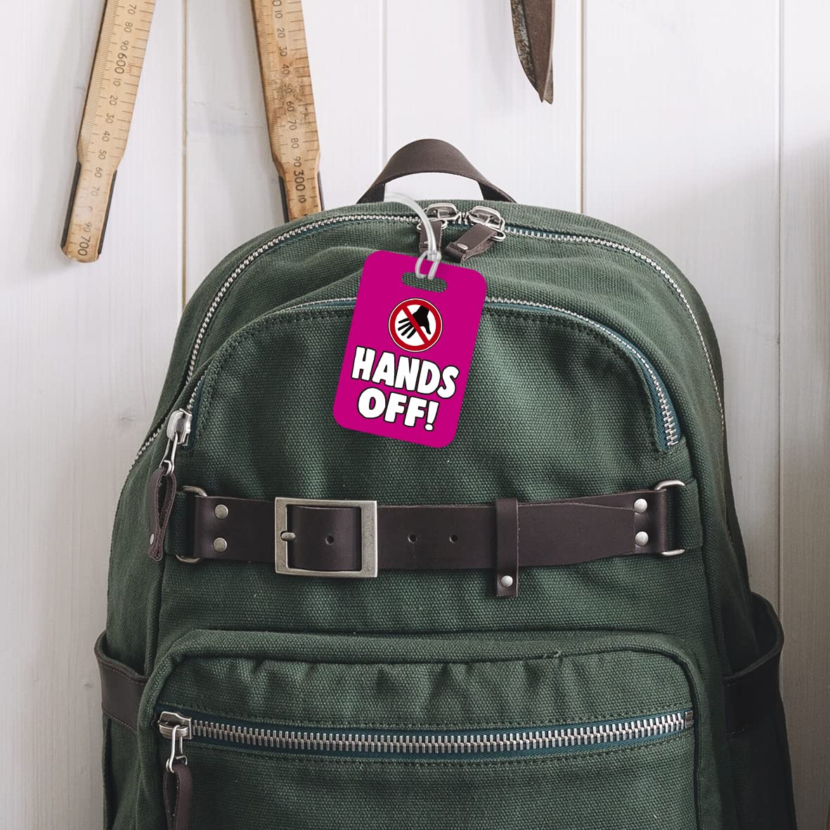 LT224 Hands Off! Novelty Funny Unique Designer Gift Glossy Plastic Suitcase Luggage Tag