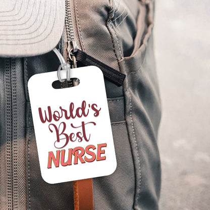 LT449 World's Best Nurse Novelty Funny Unique Designer Gift, Suitcase, Glossy Plastic Luggage Tag for Nurse