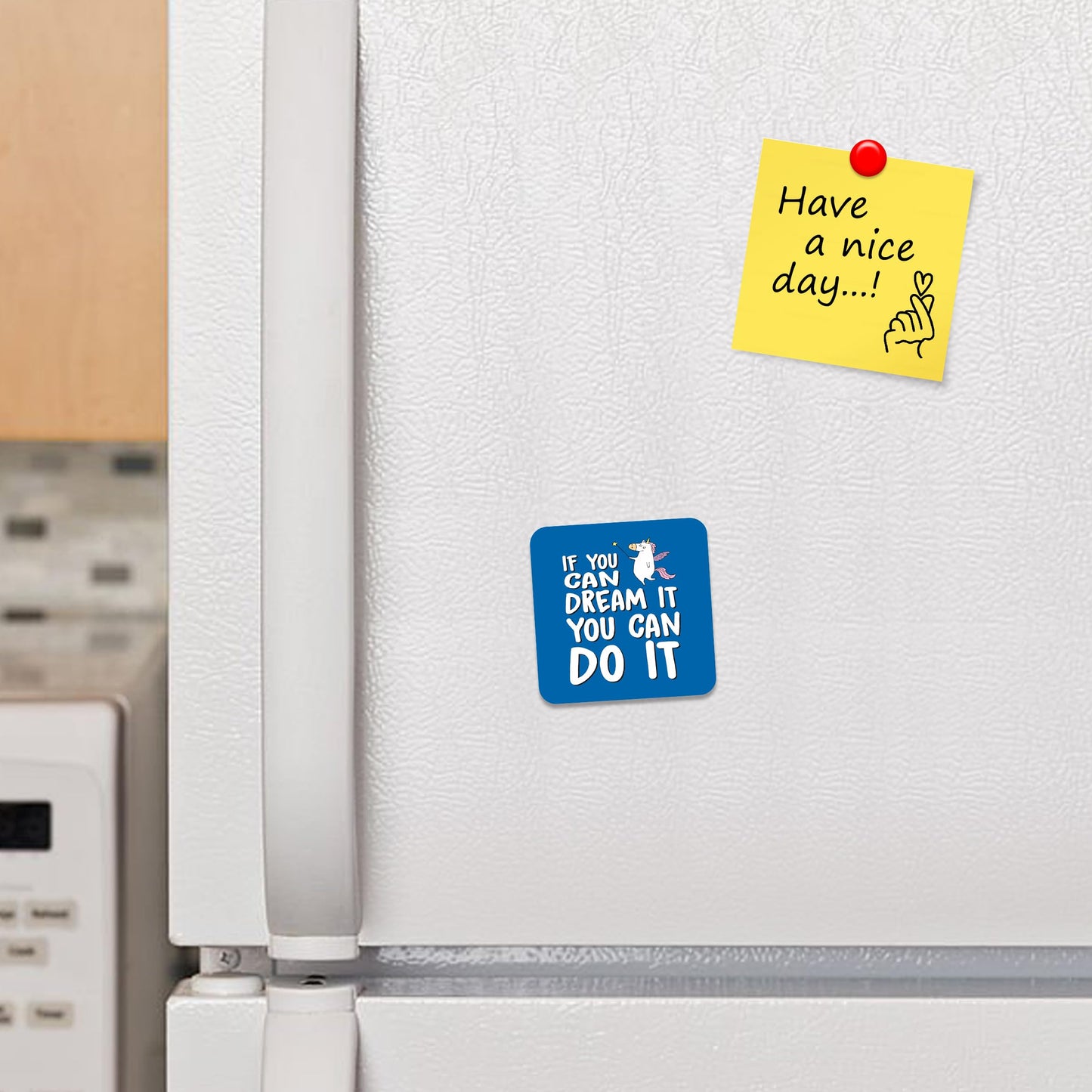 FM015 If you can dream it, you can do it Novelty Funny Idea Glossy Metal Square Fridge Magnet