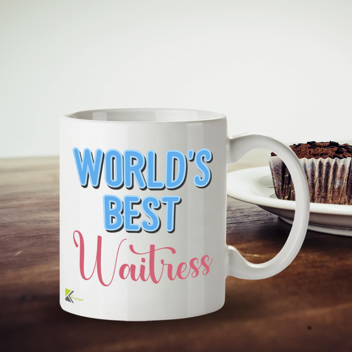Kruzroyal DZ841 World's Best Waitress Mug 11oz - White Ceramic Coffee & Tea Cup for Server, Waiting Staff - Funny Birthday, Leaving or Thank You Present