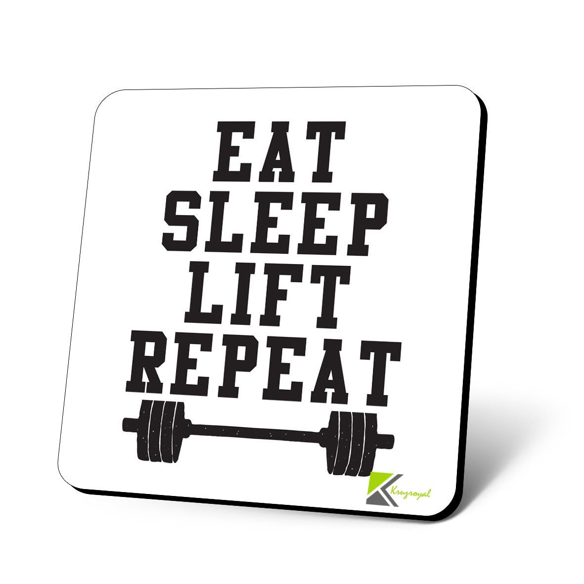 CS906 Eat Sleep Lift Repeat/Gift for gym lover Motivational Fitness Gift for Weightlifter Bodybuilder Novelty Funny Coffee Tea Drink Gift Glossy MDF Wooden Coaster for Men, Women - Home Gym
