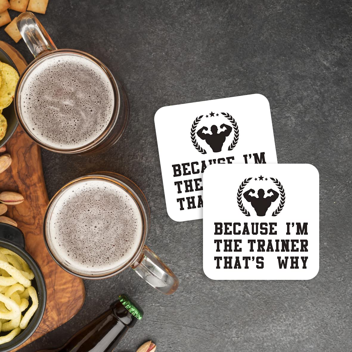 CS602 Because I'm The Trainer That's why Novelty Funny Coffee Tea Drink Gift Glossy MDF Wooden Coaster