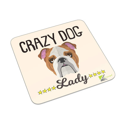 FM091 Crazy Dog Lady Novelty Funny Idea Glossy Metal Square Fridge Magnet