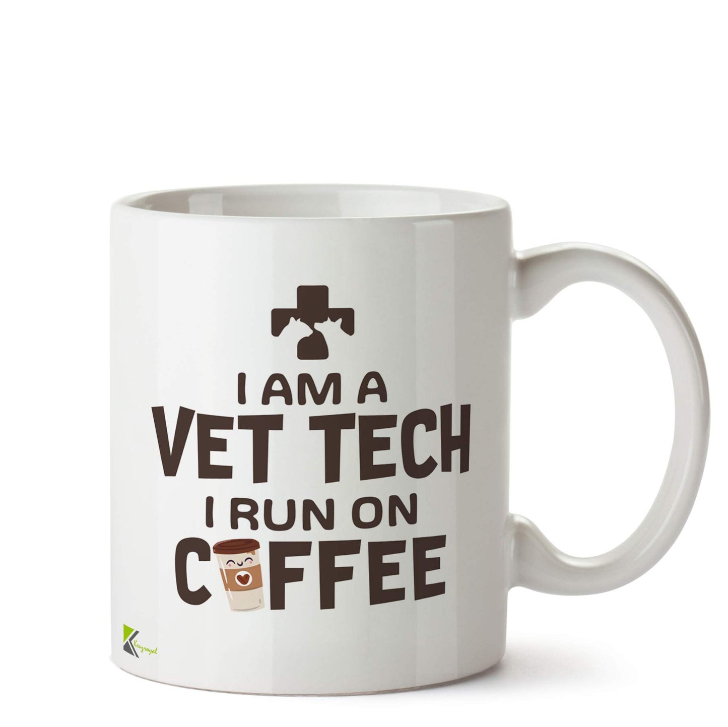 Kruzroyal DZ597 I am a Vet tech, i Run on Coffee Funny Novelty Great Gift Idea Coffee Tea Ceramic Mug