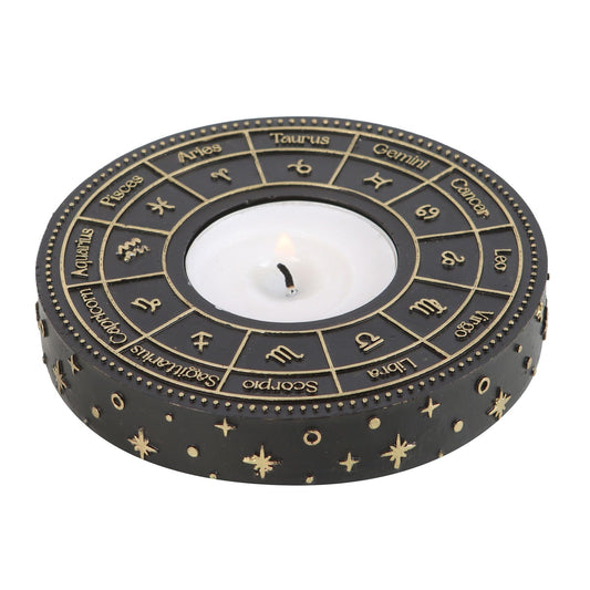 Astrology Wheel Tealight Candle Holder - Handcrafted Metal Stand with Zodiac Signs, Ideal for Home Decor and Spiritual Ambiance, Zodiac Gift for Astrology Enthusiasts