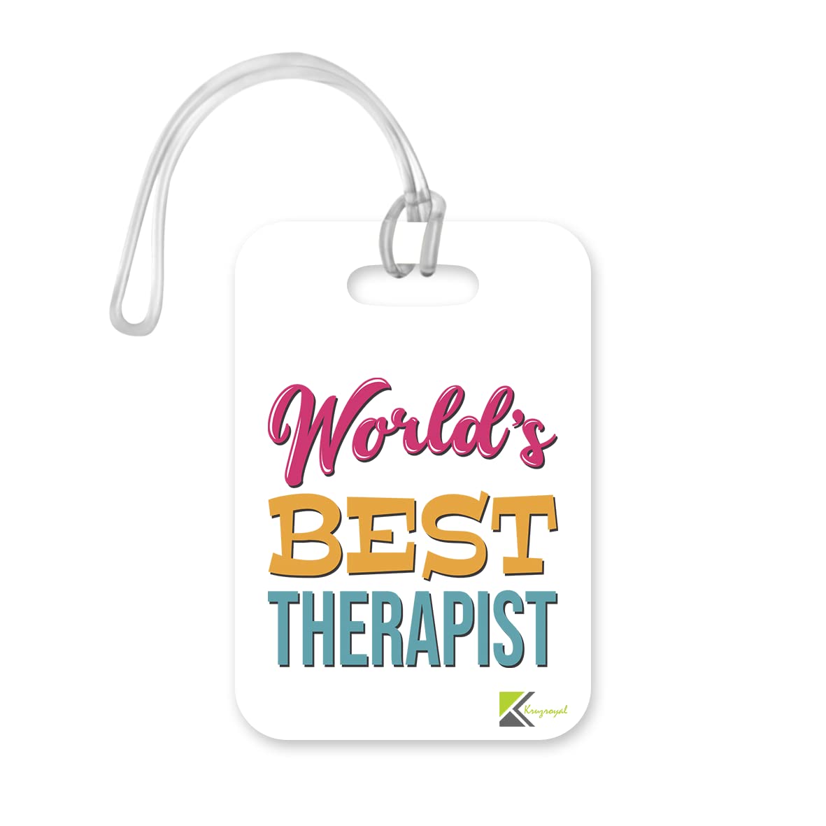 LT444 World's Best Therapist Novelty Funny Unique Designer Gift, Suitcase, Glossy Plastic Luggage Tag for Therapist