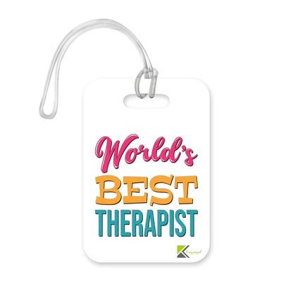 LT444 World's Best Therapist Novelty Funny Unique Designer Gift, Suitcase, Glossy Plastic Luggage Tag for Therapist