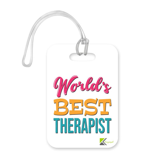 LT444 World's Best Therapist Novelty Funny Unique Designer Gift, Suitcase, Glossy Plastic Luggage Tag for Therapist