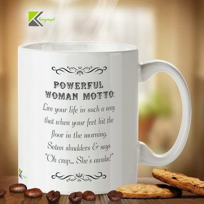 Kruzroyal Funny Sarcastic Mug, Powerful Woman Motto Design, Novelty Gag Gift for Boss, Best Friend or Wife, Funny Novelty Great Gift Idea Coffee Tea Cup, 11 oz DZ186