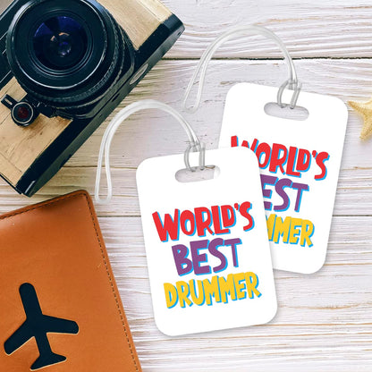 LT420 World's Best Drummer Novelty Funny Unique Designer Gift, Suitcase, Glossy Plastic Luggage Tag for Drummer
