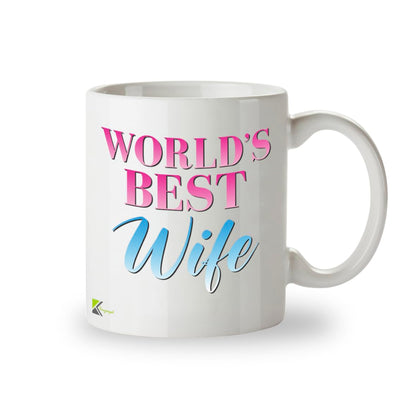 Kruzroyal DZ846 World's Best Wife Mug 11oz - White Ceramic Coffee & Tea Cup - Ideal Birthday, Anniversary, Mother's Day Present for Her