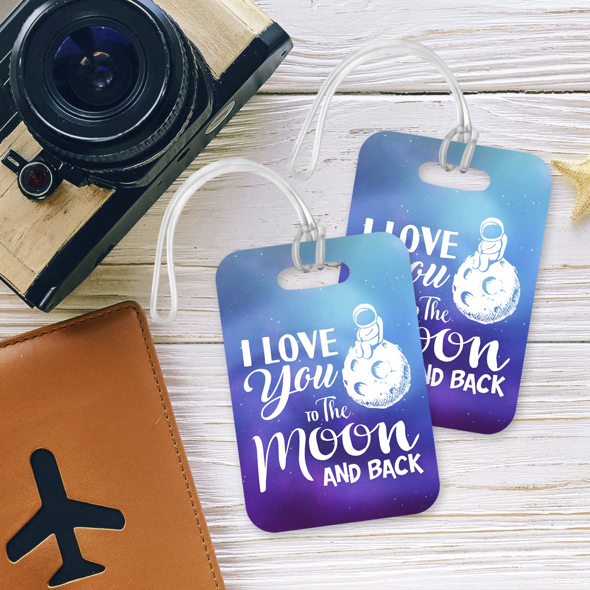 LT175 I Love You to The Moon and Back Novelty Funny Unique Designer Gift Glossy Plastic Suitcase Luggage Tag