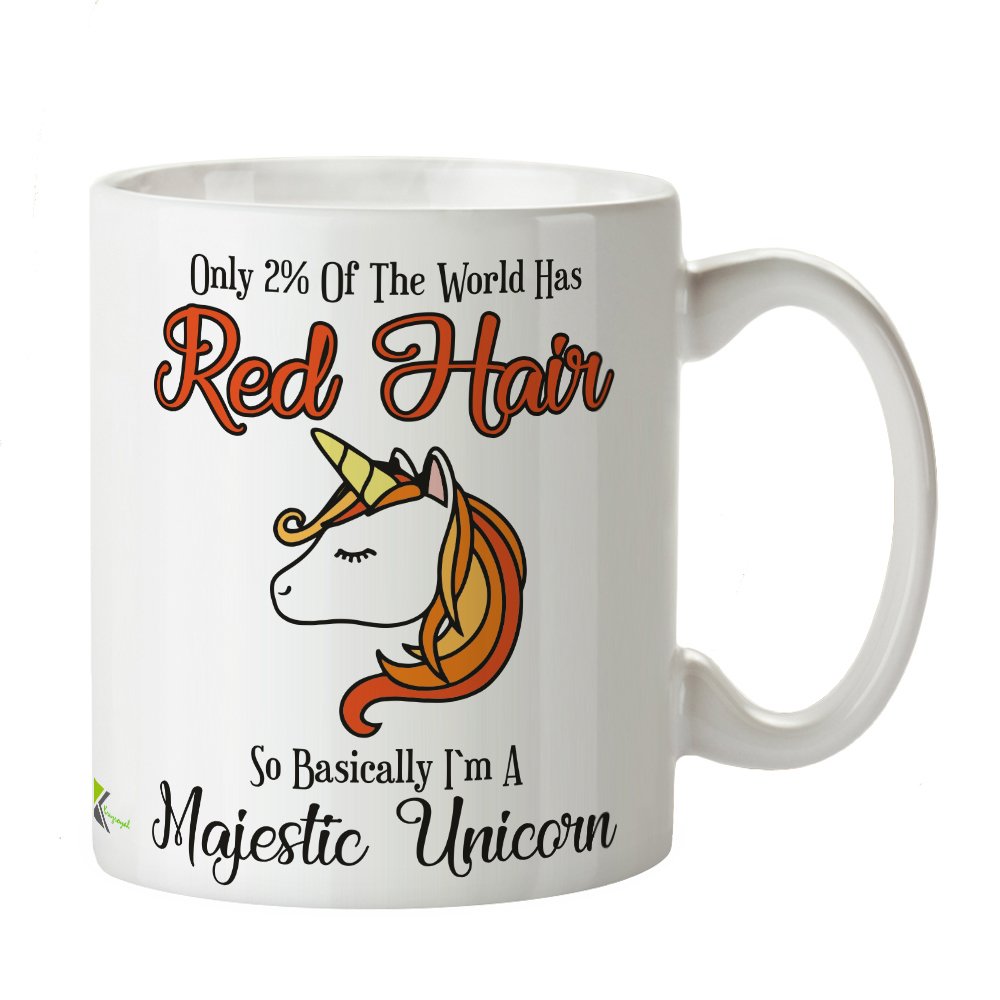 Kruzroyal DZ375 Only 2% of The World has red Hair, so Basically I'm a Majestic Unicorn Funny Novelty Great Gift Idea Coffee Tea Mug
