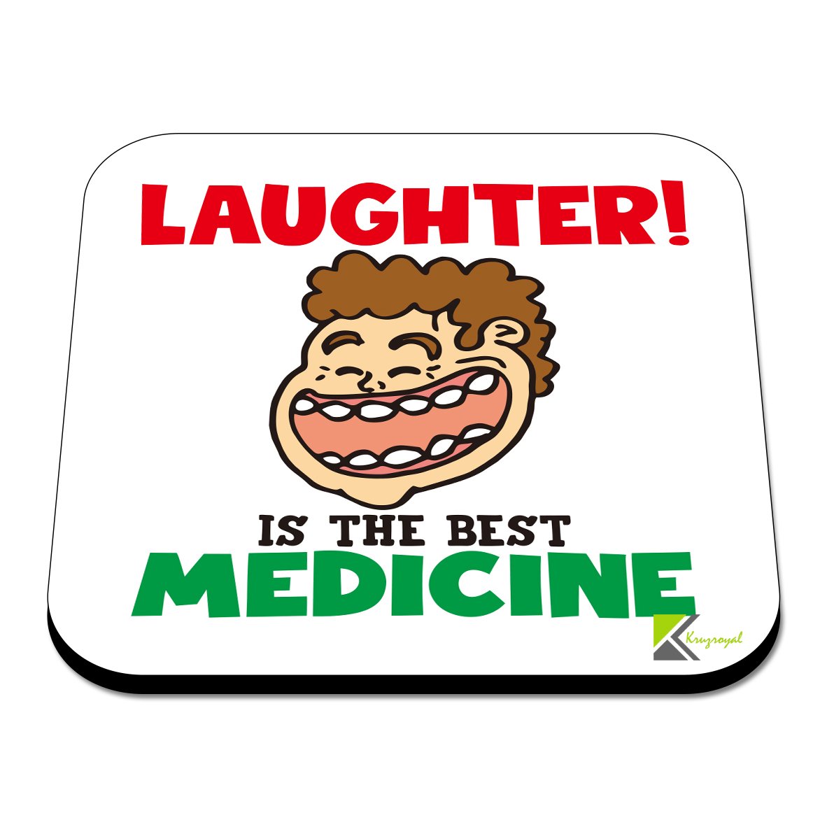 CS417 Laughter! is The Best Medicine Novelty Funny Coffee Tea Drink Gift Glossy MDF Wooden Coaster