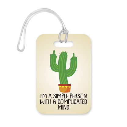 LT194 I'm A Simple Person with A Complicated Mind Novelty Funny Unique Designer Gift Glossy Plastic Suitcase Luggage Tag