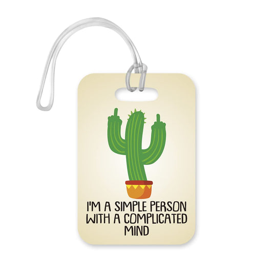 LT194 I'm A Simple Person with A Complicated Mind Novelty Funny Unique Designer Gift Glossy Plastic Suitcase Luggage Tag