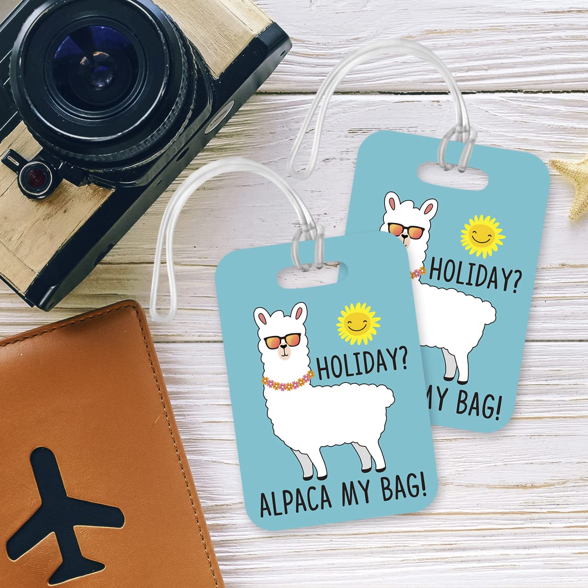 LT097 Holiday? Alpaca My Bag! Novelty Funny Unique Designer Gift Glossy Plastic Suitcase Luggage Tag